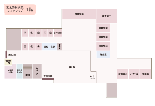高木眼科病院フロアマップ｜1階